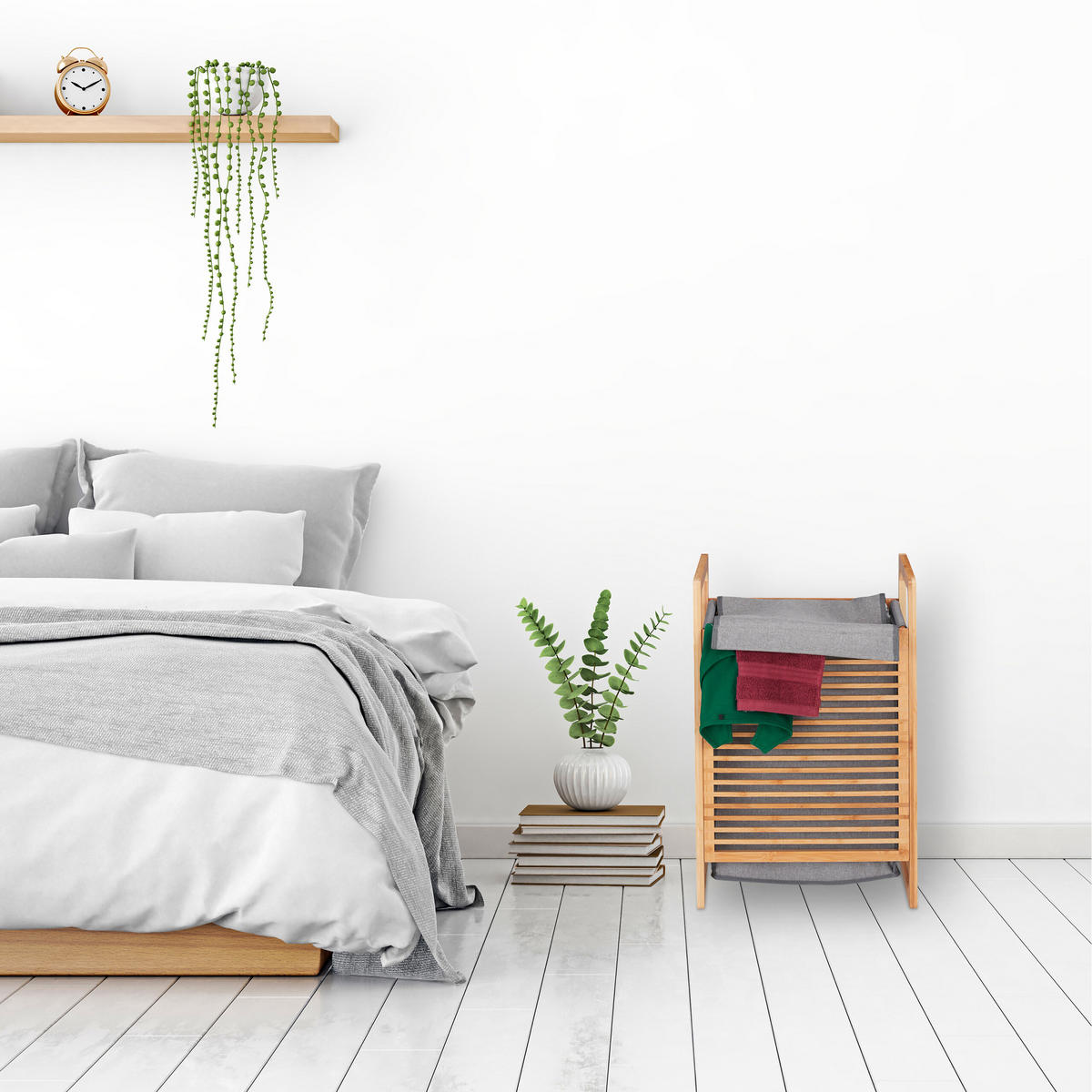 WÄSCHEKORB - Multicolor, Holz/Textil (40/60/35cm) - Relaxdays