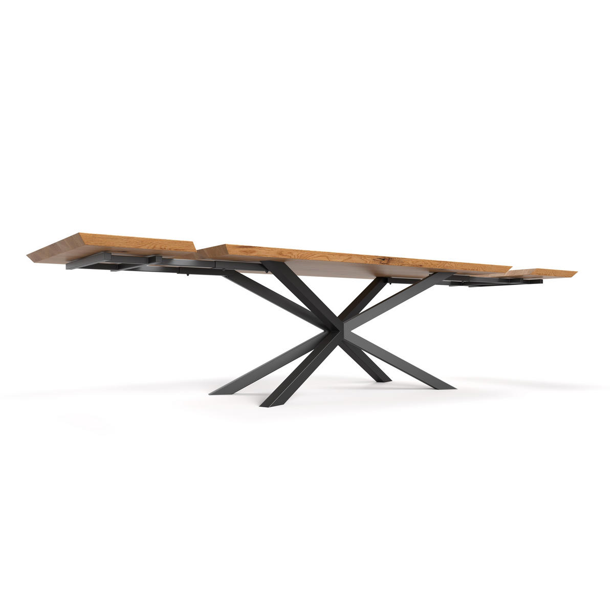 TISCH Ausziehbar Lumina aus massivem Eichenholz 200x90 cm + Tischverlängerungen 2x50 cm - Eichefarben/Schwarz, Holz/Metall (200/90/75cm) - Danzz