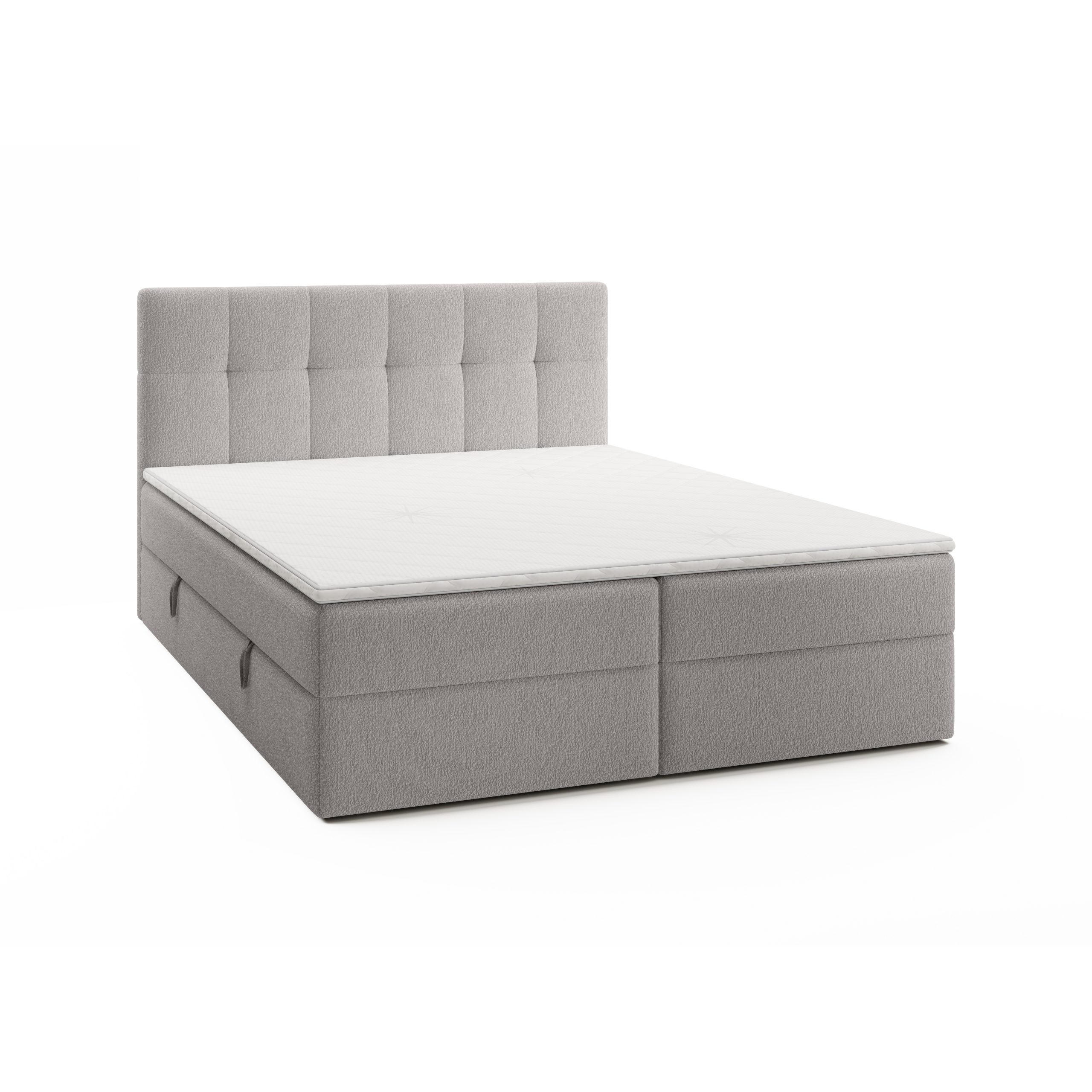 Fedve BOXSPRINGOVÁ POSTEL ORENO ROYAL 200x200 cm, Světle šedá