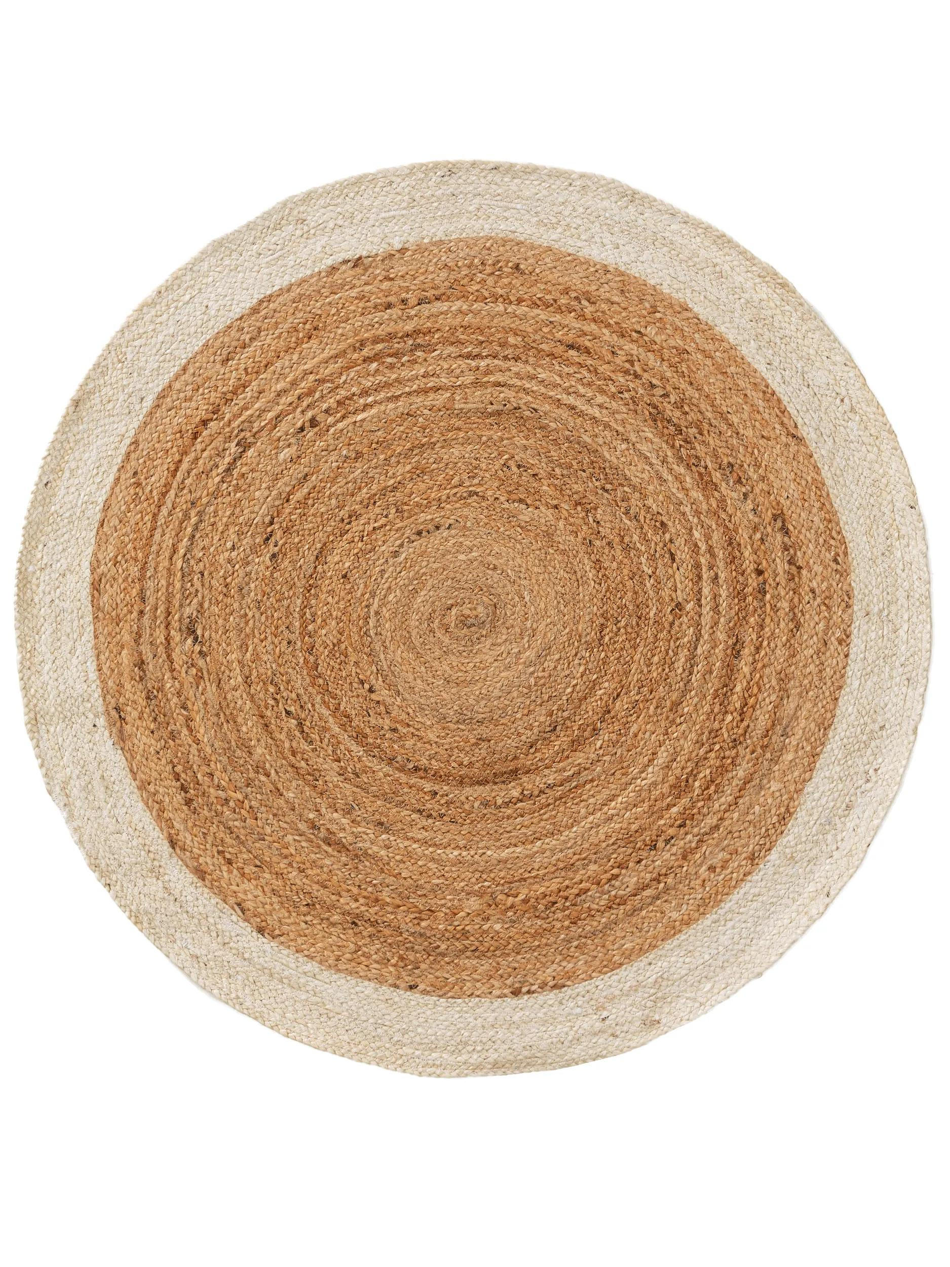 JUTOVÝ koberec Jutta Slonová kosť/Zelená ø 115 cm okrúhly - krémová, textil/prírodné materiály (115/115cm) - benuta Pure