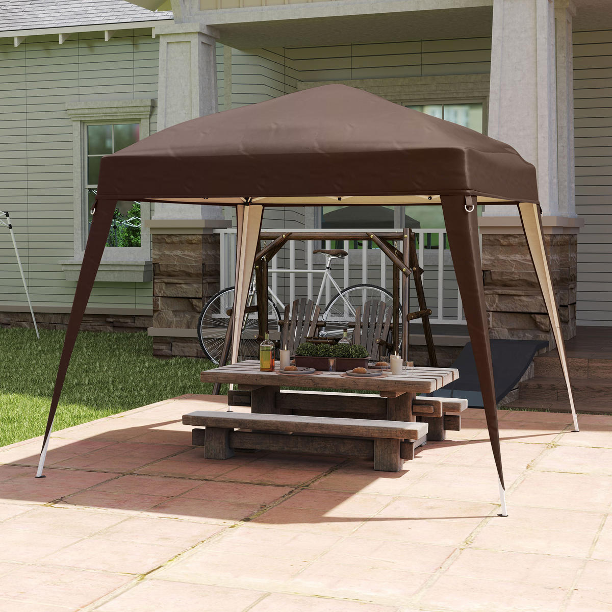 ERSATZDACH FÜR PAVILLON 3 x 3 m, Kaffee - Beige, Metall (300/196/300cm) - ComfortXL