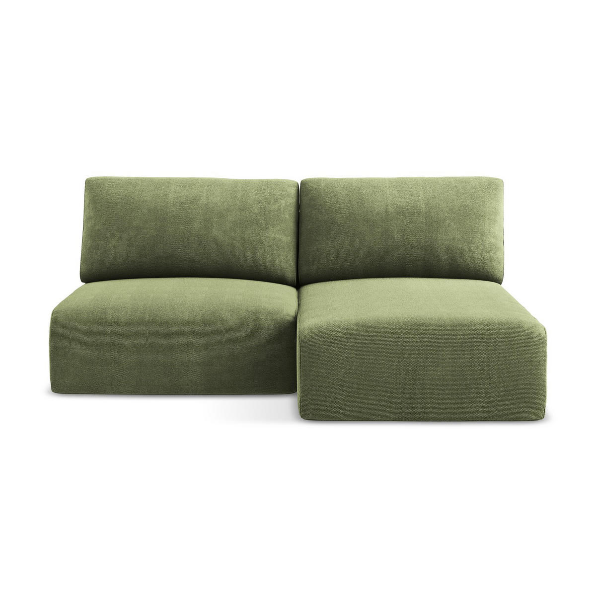 ECKSOFA mit Schlaffunktion rechts Chenille Stoff Grün - Schwarz/Grau, Kunststoff/Textil (210/149cm) - LaMiaSofa
