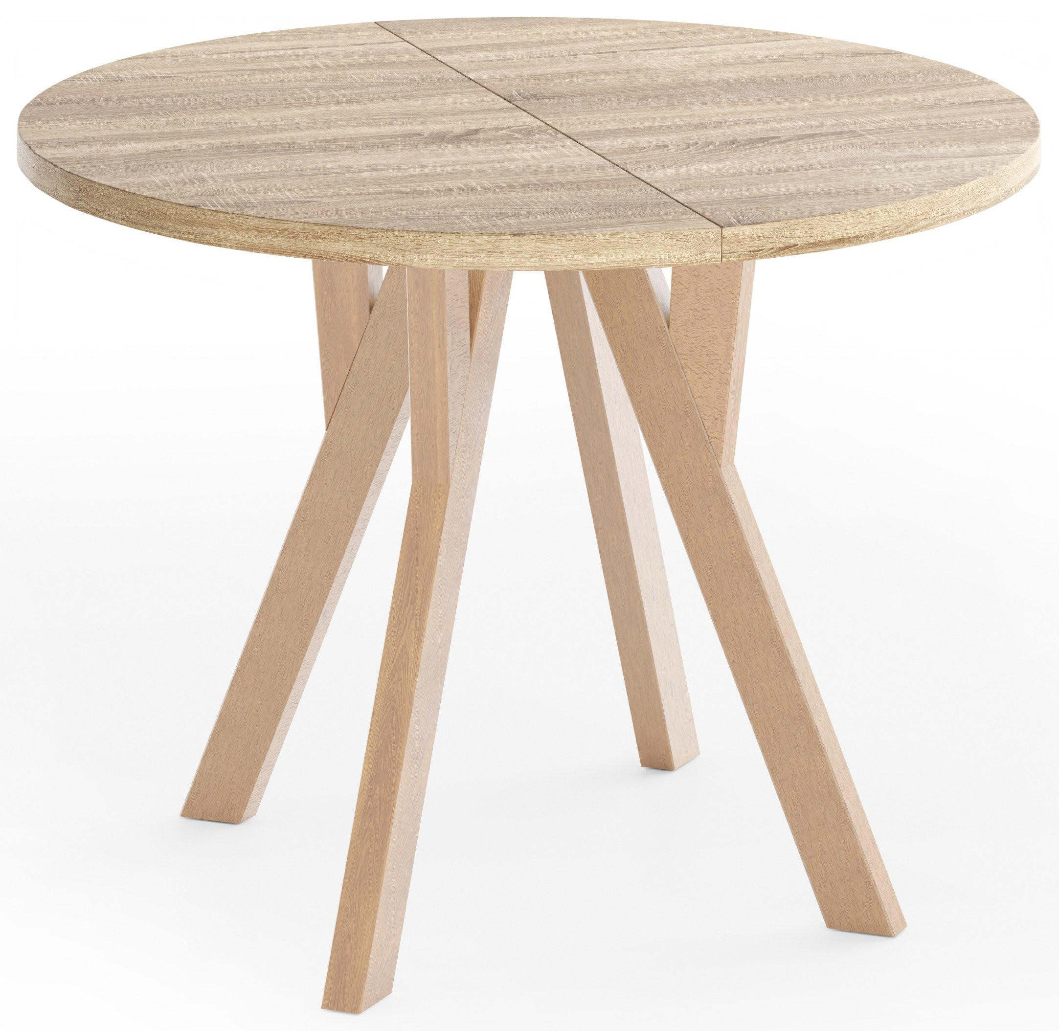 ESSTISCH Avero runder ausziehbarer, Eiche Sonoma dunkelbraun 100-200/100/77 cm - Hellbraun/Eichefarben, Holz/Holzwerkstoff (100/200/76.5cm) - WFL GROUP