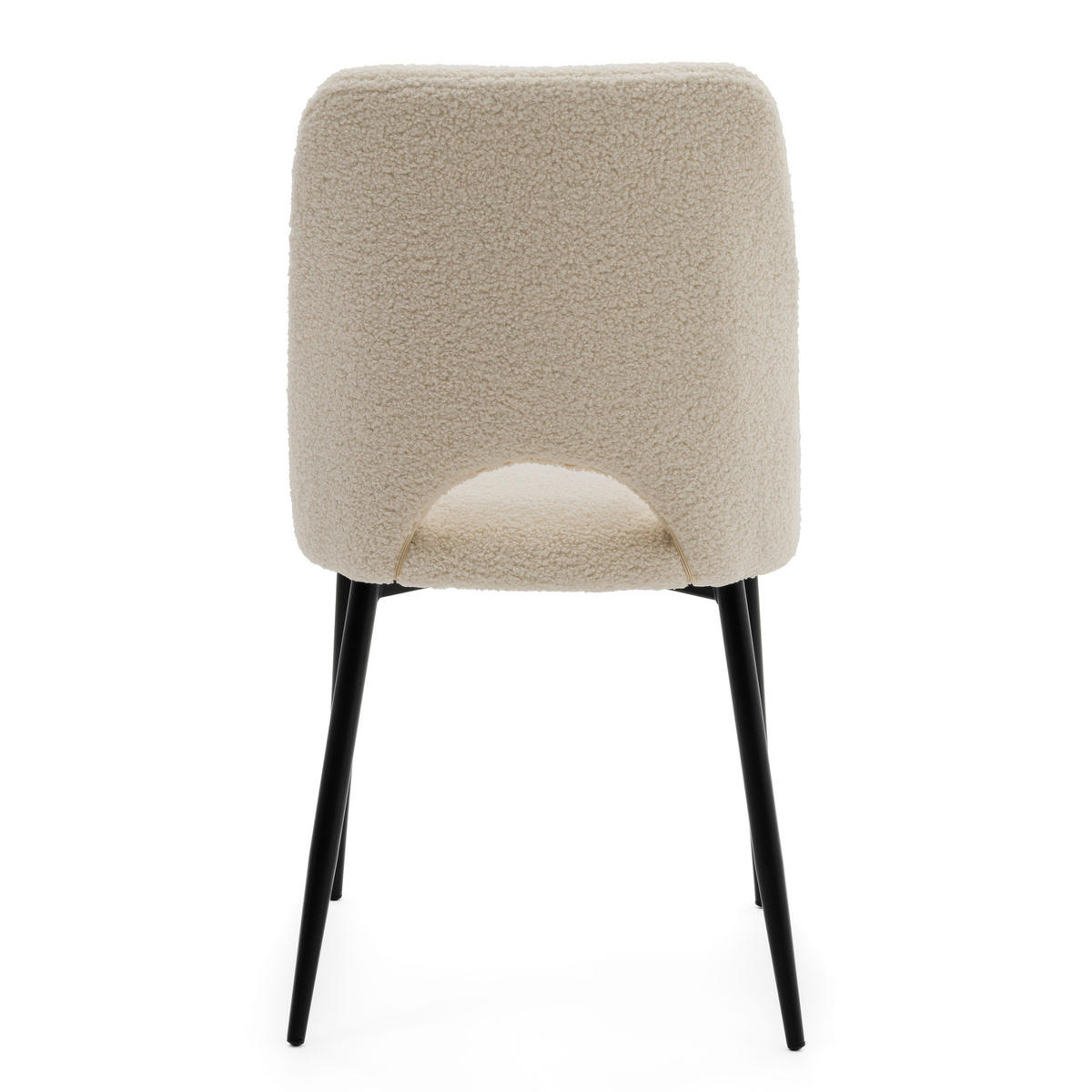STUHL ORO gepolsterter mit Steppung - hellbeige - Boucle - Ecru/Schwarz, Textil/Metall (47/91/55cm) - NEW HOME