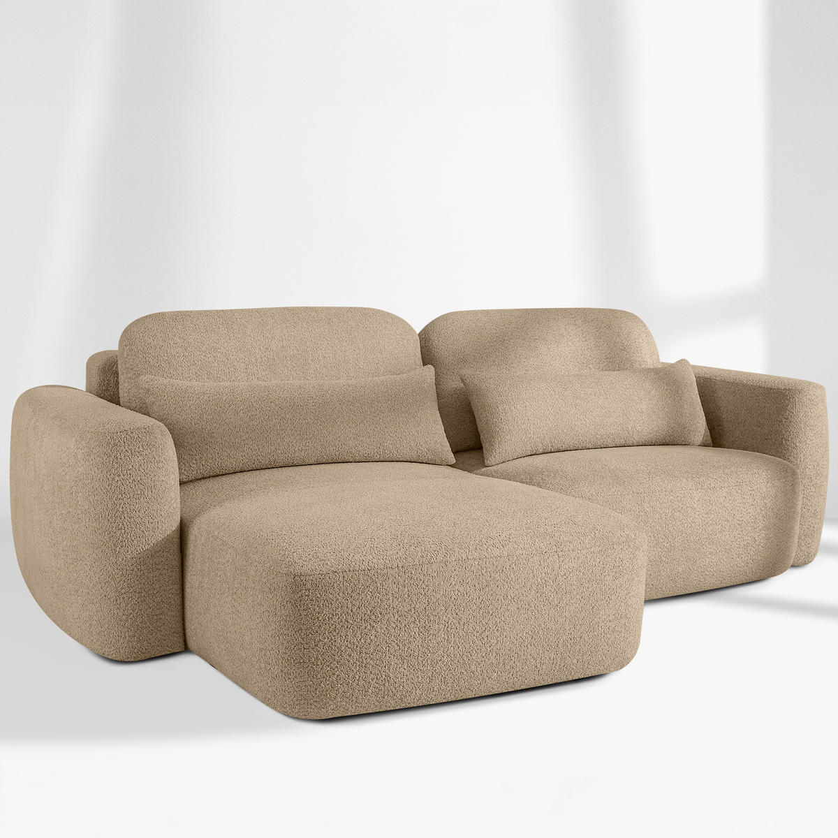 SITZGARNITUR ELOSA - Ecru, Holz/Textil (245/85/165cm) - KONSIMO®