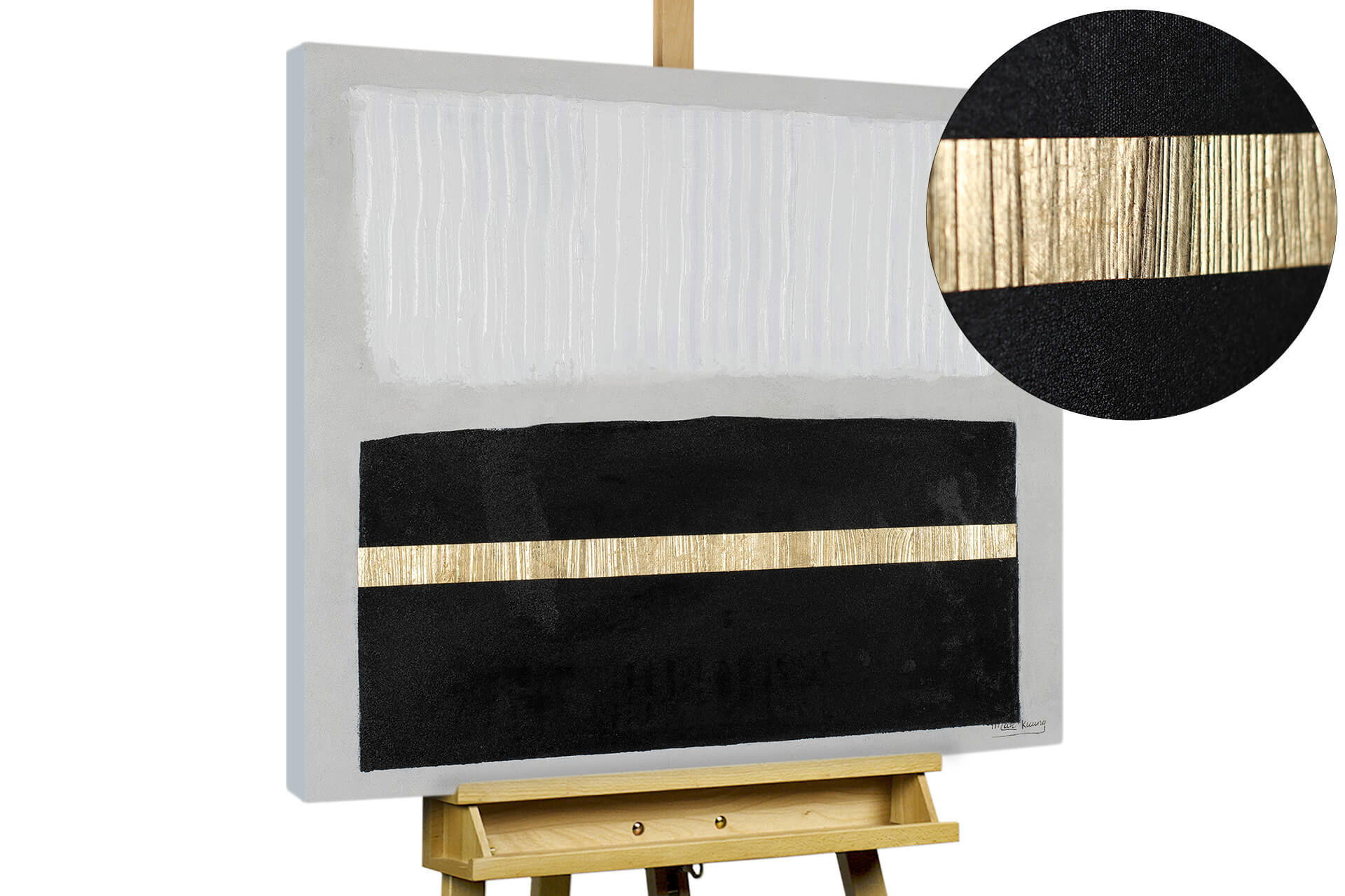 KUNSTLOFT RUČNĚ MALOVANÝ AKRYLOVÝ OBRAZ ČERNÝ, 80/80 CM