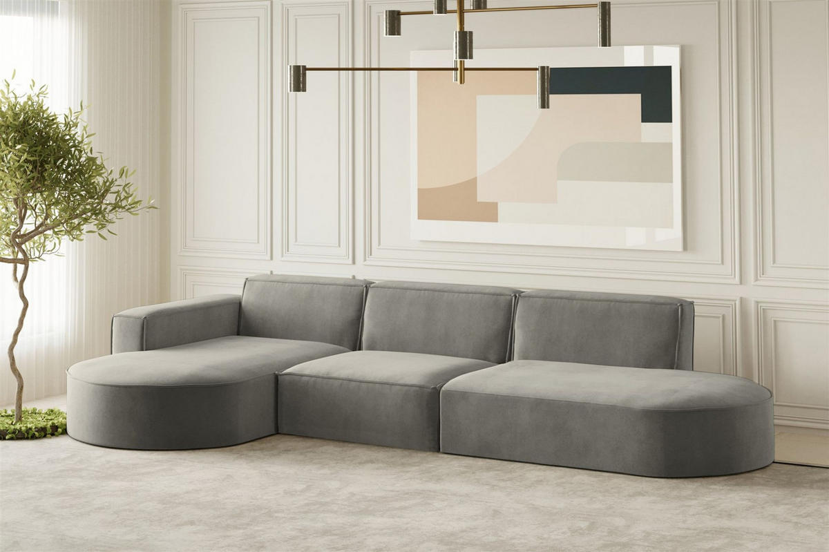ECKSOFA Palma In Noel - Grau, Holzwerkstoff/Textil (296/165cm) - Fun Möbel