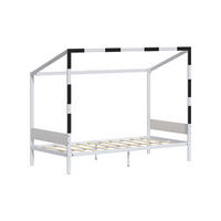 KINDERBETT Goal, Weiß/Schwarz, 90x200 - Schwarz/Weiß, Metall - VitaliSpa