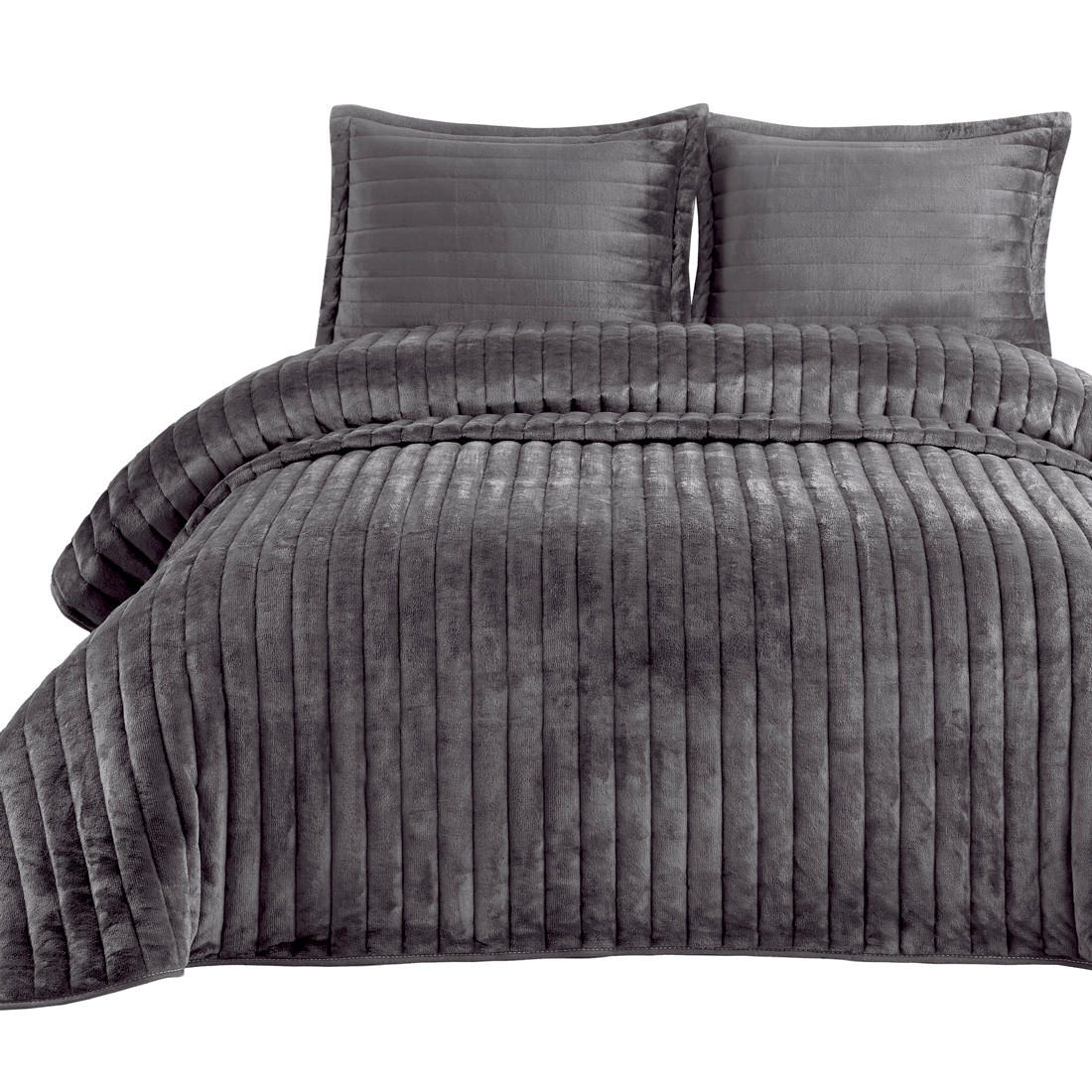 TAGESDECKE 230/260 cm Set 3-teilig mit Kissenbezügen #01 Grau - Grau, Textil (230/260cm) - ROLFNERS