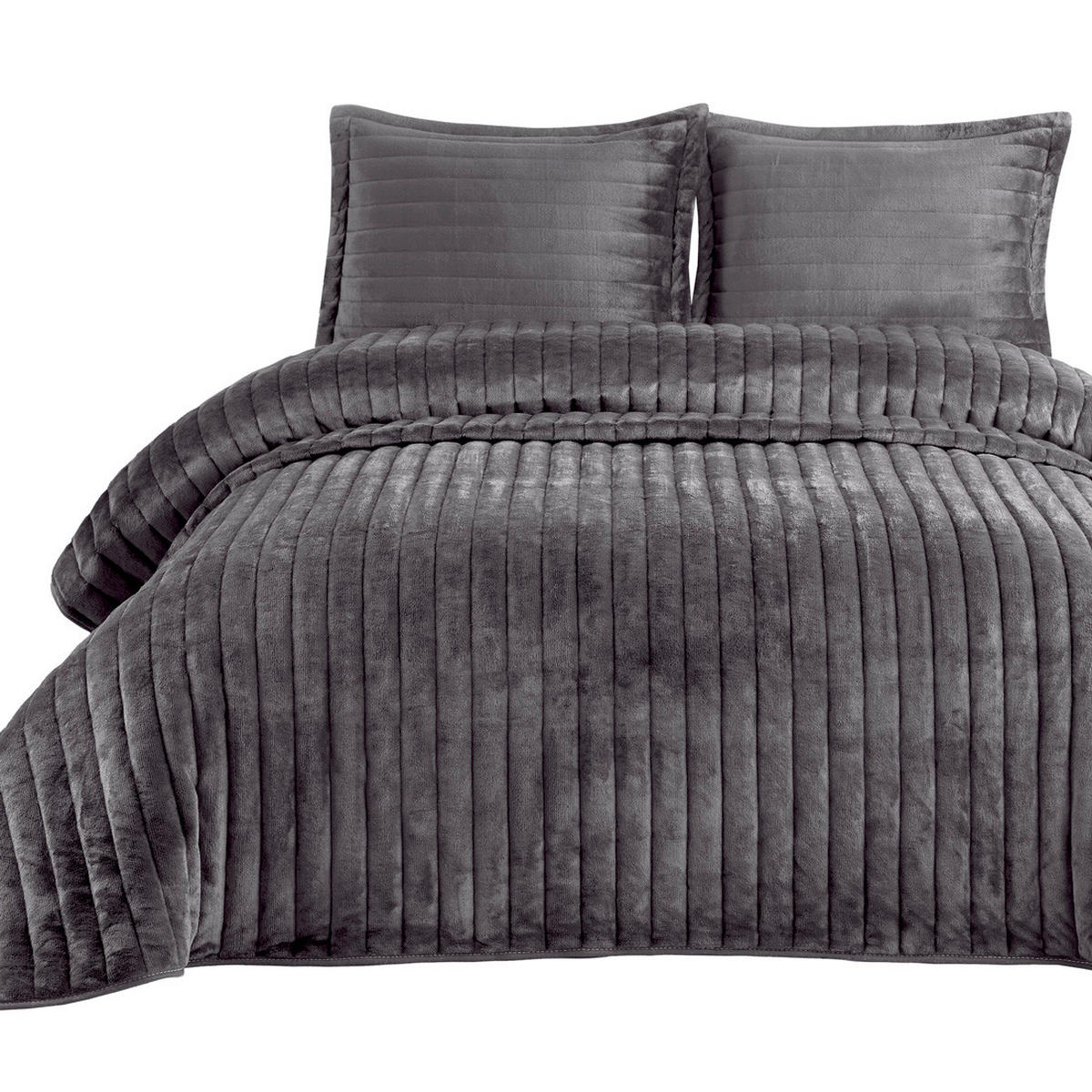 TAGESDECKE 230/260 cm Set 3-teilig mit Kissenbezügen #01 Grau - Grau, Textil (230/260cm) - ROLFNERS