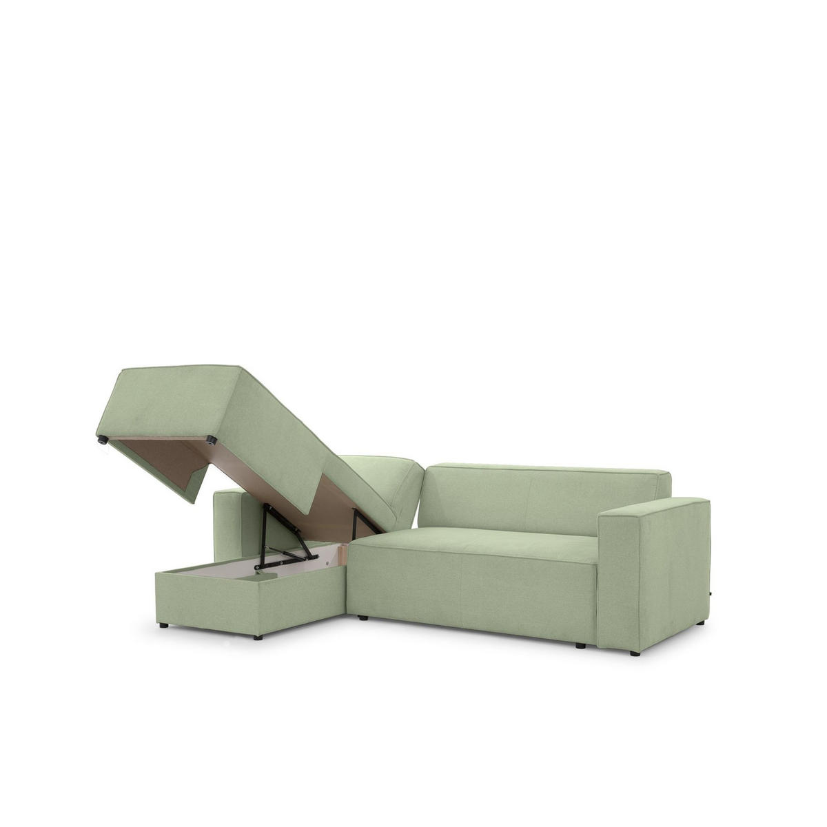 ECKSOFA Schlafsofa Waldo In Stoff Poso - Hellgrün, Holzwerkstoff/Textil (260/173cm) - Fun Möbel