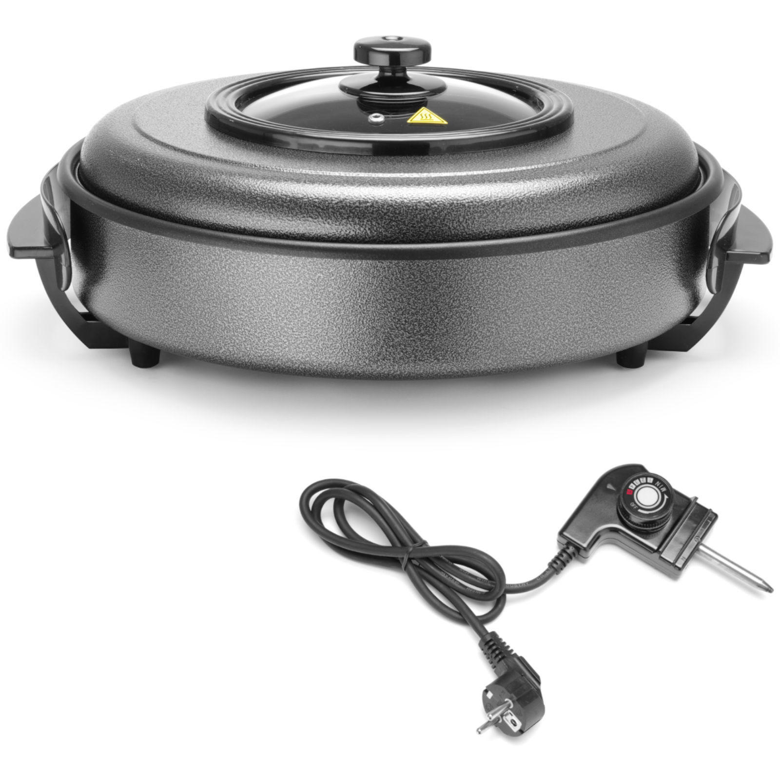 ELEKTRISCHE Brat- und Backpfanne 40 cm 1400 W - Hendi 239506 - Schwarz/Weiß, Glas/Metall (25/30/25cm) - Hendi