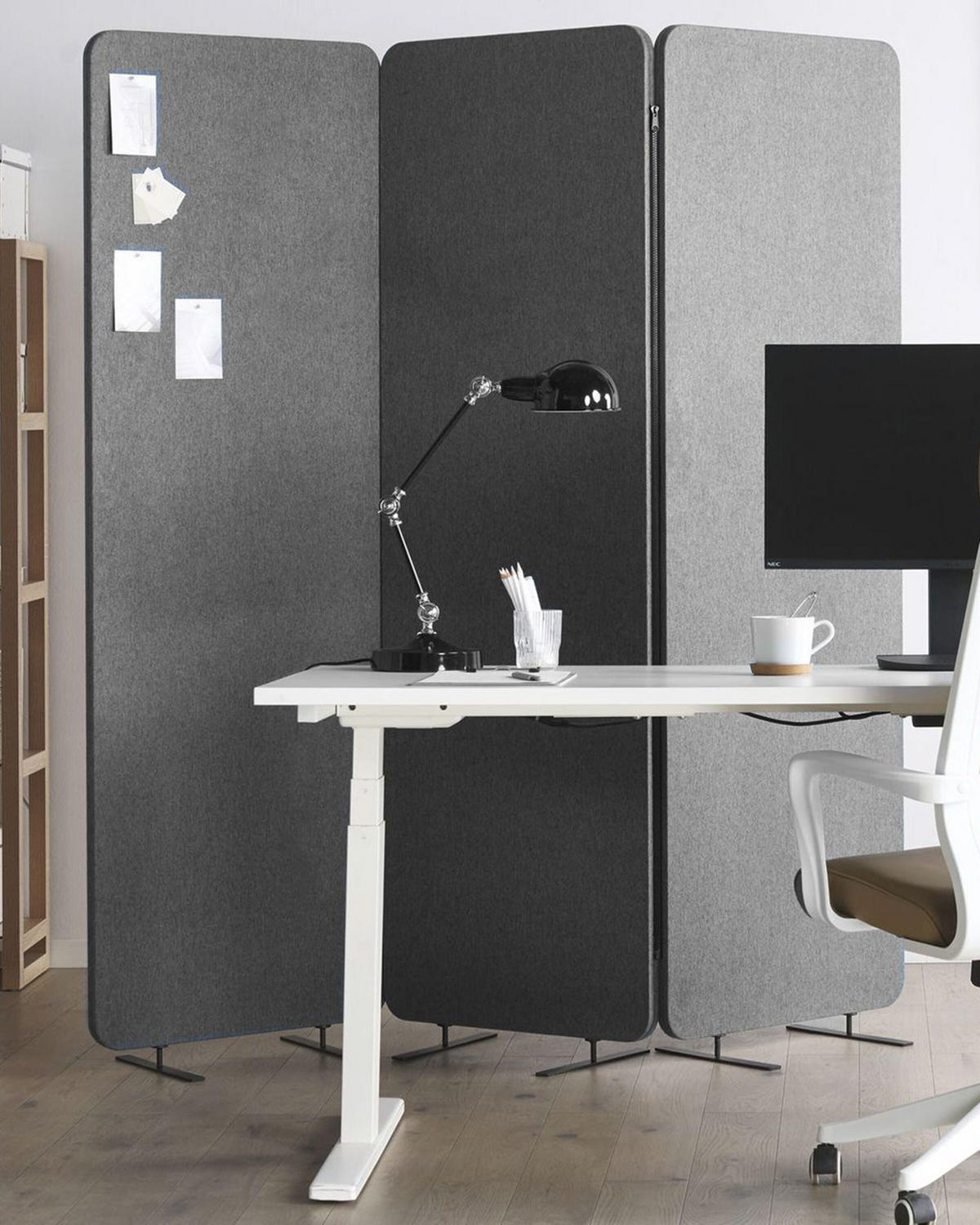 BÜRO-RAUMTEILER 184/184 cm Grau Standi - Dunkelgrau/Grau, Textil (184/184/30cm) - Beliani