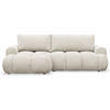 ECKSOFA Ombo Mini, Creme Bouclé, linksseitig - Creme/Schwarz, Kunststoff/Textil (256/155cm) - Selsey