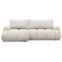 ECKSOFA Ombo Mini, Creme Bouclé, linksseitig - Creme/Schwarz, Kunststoff/Textil (256/155cm) - Selsey
