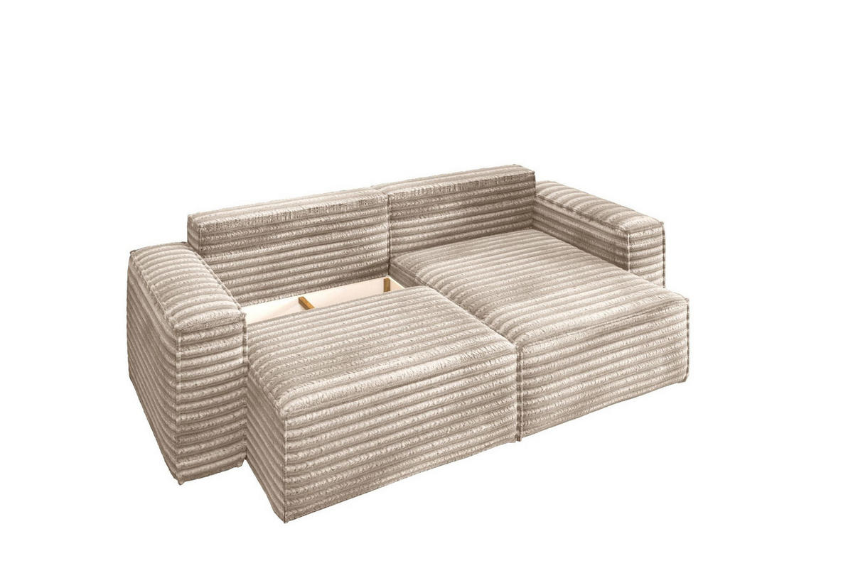 ECKSCHLAFSOFA Bohoo-Ecksofa mit Schlaffunktion stoff Velo Beige Rechts - Beige, Holz/Textil (248/140cm) - Kaiser Möbel