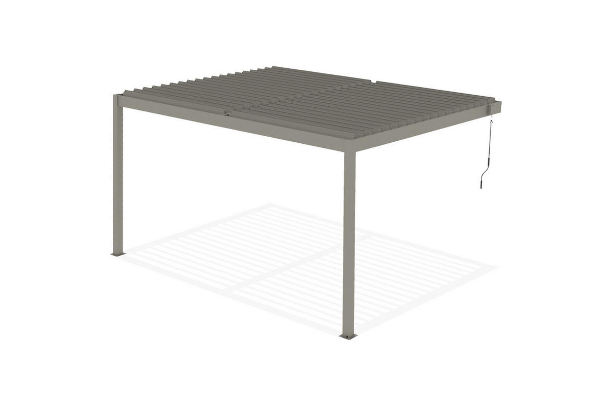 PERGOLA bioklimatisch Anlehn Piana taupe 4x3m Aluminium - Taupe, Metall (394/218/300cm) - Cazeboo