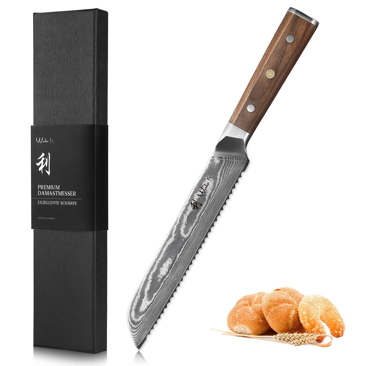 BROTMESSER 20 cm - Nussbaumfarben, Holz/Metall (33cm) - Wakoli