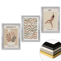 WANDBILDER 3er Set - 20x30 cm Silberner Rahmen - Matisse Boho abstrakte Muster - Silberfarben, Kunststoff (20/30cm) - ArtPrintCave