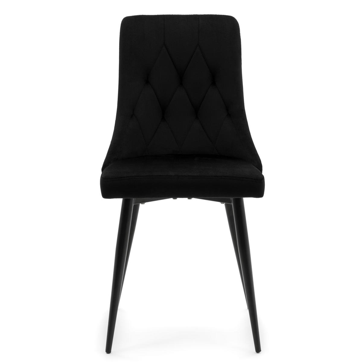 STUHL CAREN gepolstert mit Steppung - schwarz - Samt Velours - Schwarz, Metall (50/94/65cm) - NEW HOME