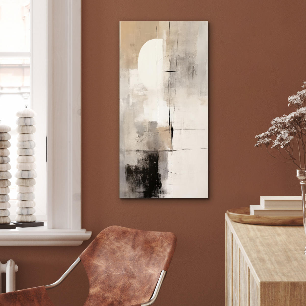 KOVOVÝ OBRAZ Abstraktné - Umenie - Sivé 40x80 cm - svetlosivá, kov (40/80cm) - MuchoWow