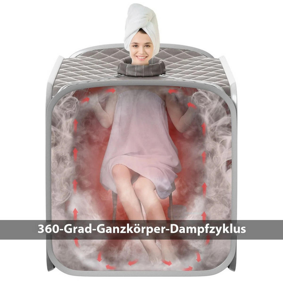 AMPFSAUNA Tragbare grau - Grau, Textil (85/106/84cm) - COSTWAY