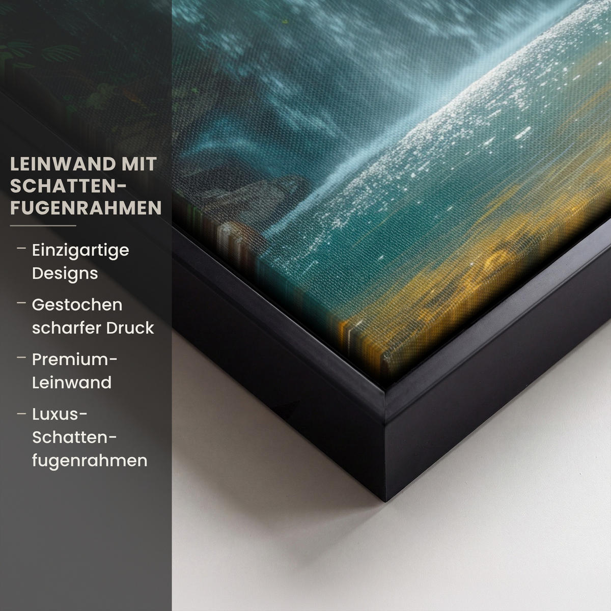 LEINWAND Bilder mit Rahmen - Wasserfall - Dschungel - Sonne - Grün - Natur - 20x30 - Grün, Textil (20/30cm) - MuchoWow