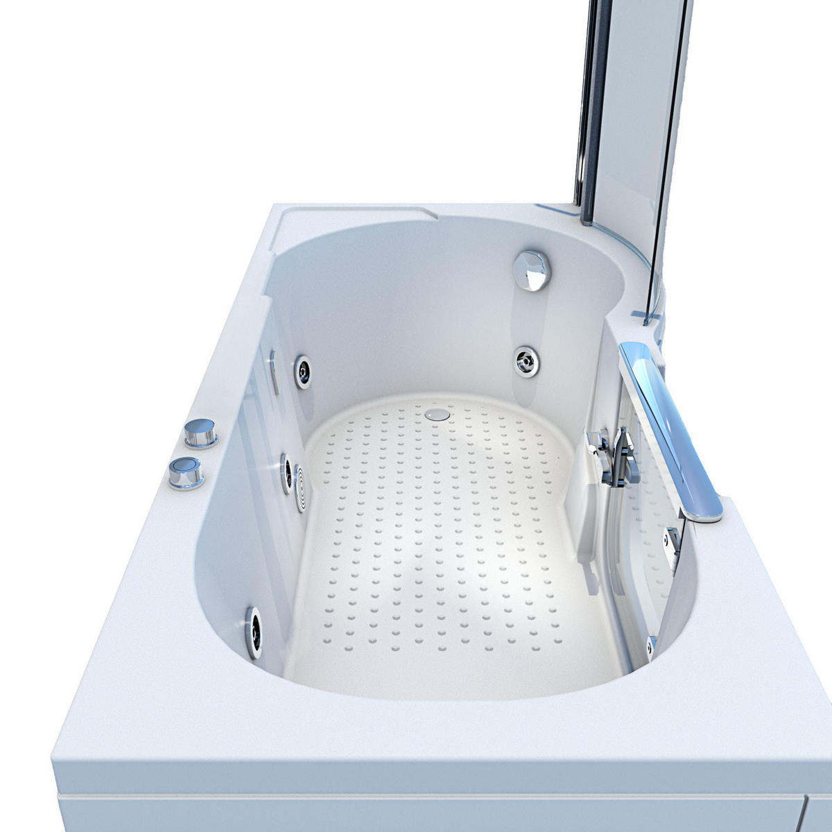 SENIORENDUSCHE Whirlpool mit Tür S12D-WP-L - Weiß, Glas/Kunststoff (85/200/170cm) - AcquaVapore by Sandra Jentho