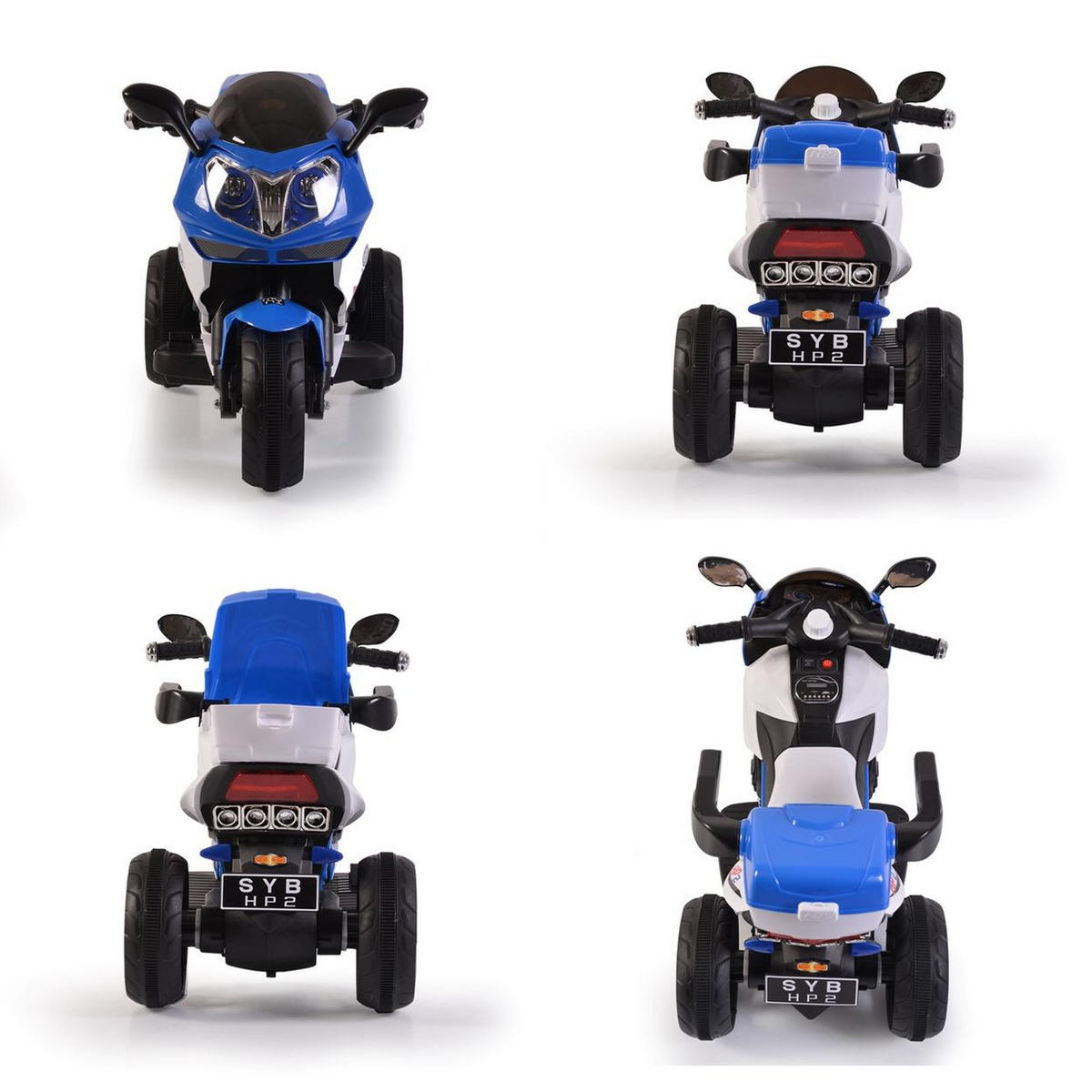 ELEKTROFAHRZEUG Motorrad HP2 FB-6187 blau mit Musikfunktion, Spielzeugkorb, ab 3 Jahre - Blau, Kunststoff (96/46/60cm) - Moni