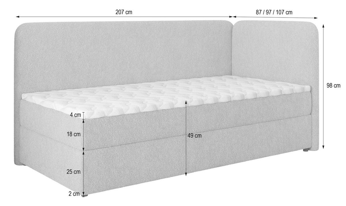 BOXBETT GINA 80x200 cm mit Matratze und Topper, H2+H3 - Kupferfarben - Kupferfarben, Holz (80/200cm) - MASSENO