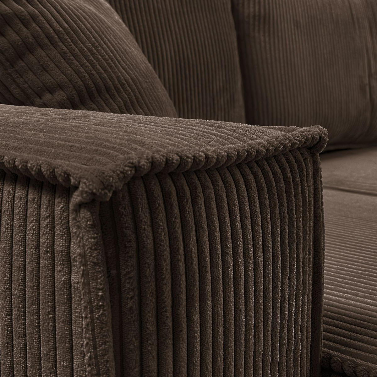 ECKSOFA Gepolstertes CARLO XL Cord mit Schlaffunktion und Bettkasten, Poso 06 - Braun, Textil (277/143cm) - Lookway