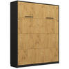 SCHRANKBETT Klappbett vertikal GN160x200 - Eiche Lancelot & Schwarz - Schwarz/Braun, Holzwerkstoff (160/200cm) - QMM TraumMöbel