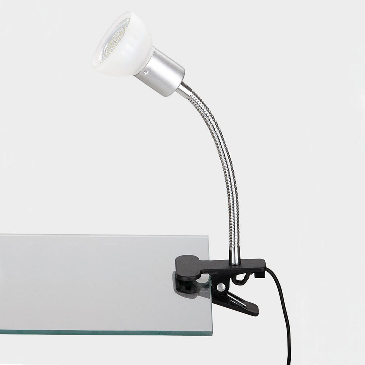 LED TISCHLEUCHTE Metall Silber 3er Set - Silberfarben, Glas (9/6.1/34cm)