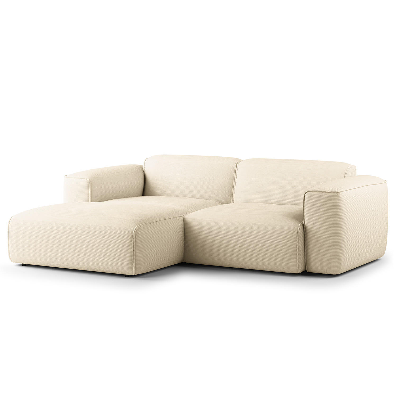 ECKSOFA mit XL-Longchair - Beige/Schwarz, Textil (260/171cm) - home24