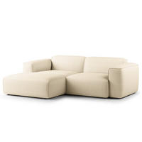 ECKSOFA mit XL-Longchair - Beige/Schwarz, Textil (260/171cm) - home24