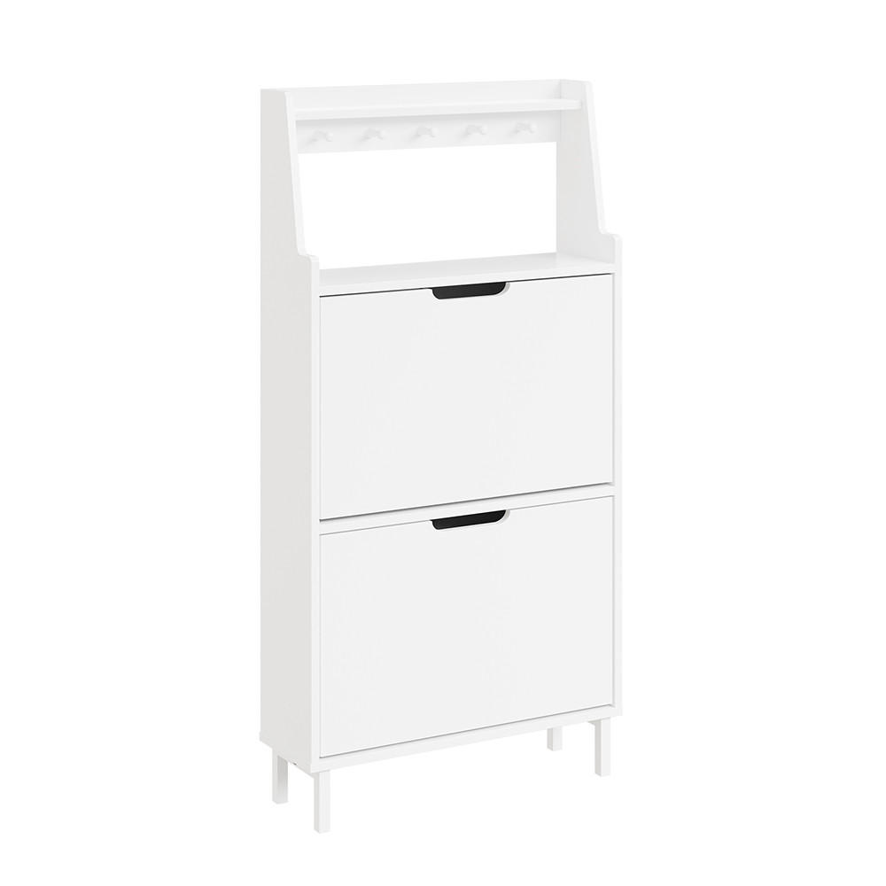SCHUHSCHRANK mit 2 Türen Weiß 60x19x119cm Modern - Weiß, Holzwerkstoff (19/119/60cm) - SoBuy
