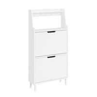 SCHUHSCHRANK mit 2 Türen Weiß 60x19x119cm Modern - Weiß, Holzwerkstoff (19/119/60cm) - SoBuy