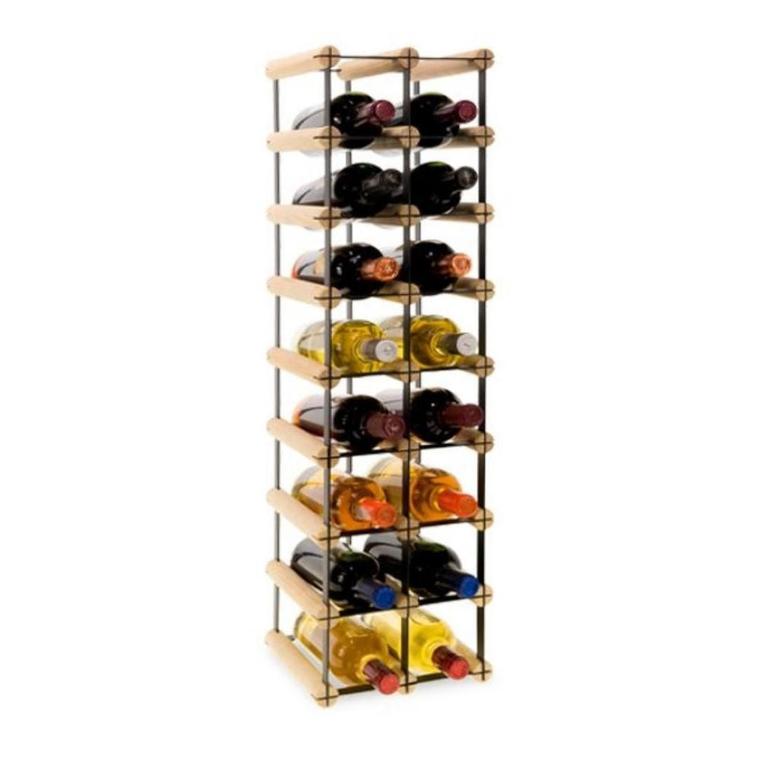 WEINREGAL Vinotega Mod Metal 82,5x22,5x24,5 cm 2x8 Flaschen Massives Kiefernholz Natur - Naturfarben, Holz (22.5/82.5/24.5cm) - PROREGAL