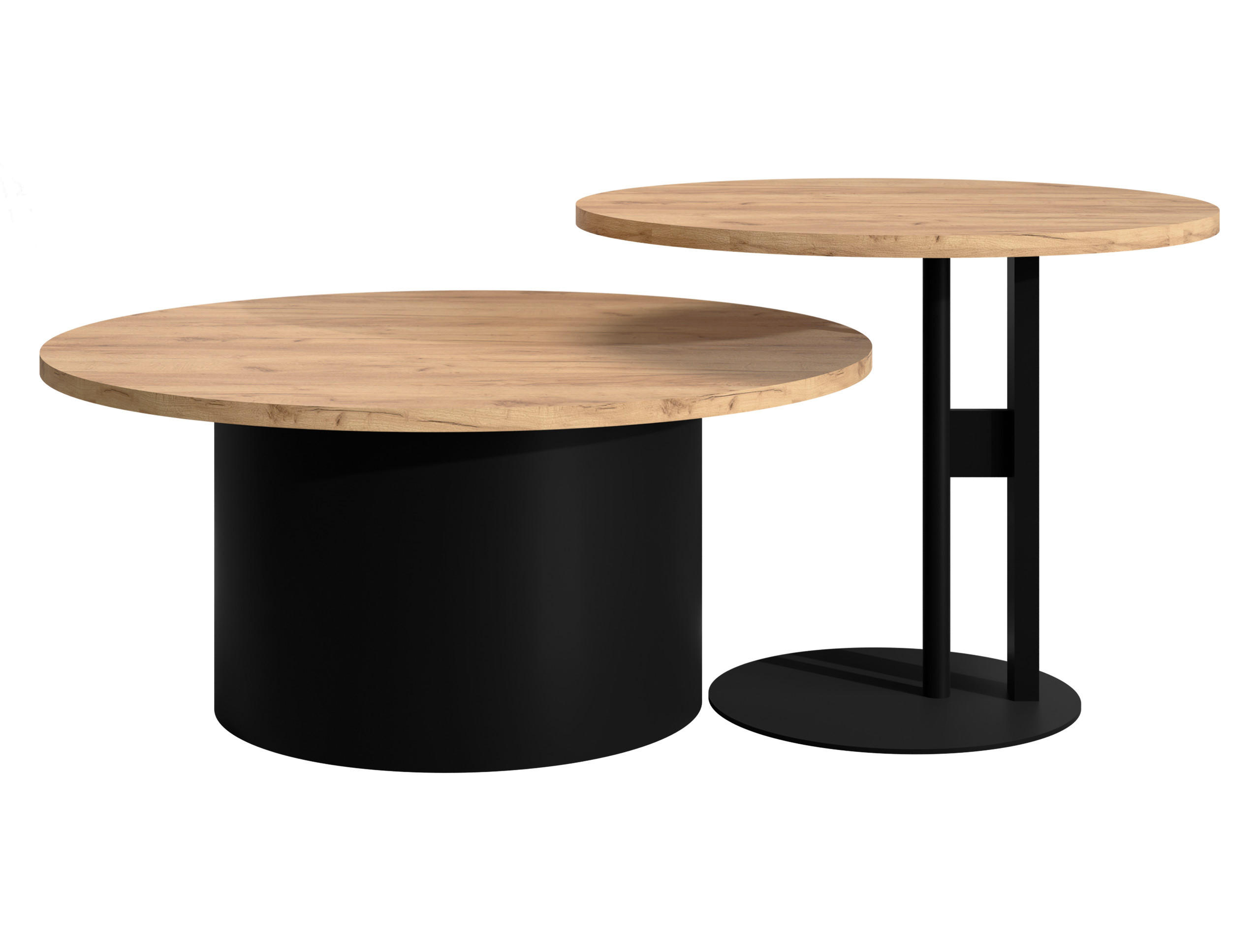 Mirjan24 Couchtisch-Set Schwarz, Eiche 58x45x58 cm