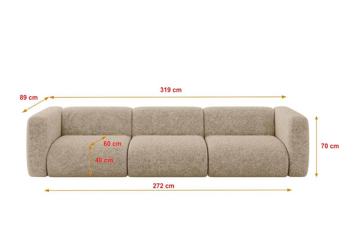 MODULÁRNÍ pohovka MIRA-S2, 3místná, 319 × 89 × 70 cm, hnědá, velur - černá/hnědá, kompozitní dřevo/textil (319/70/89cm) - ALTDECOR
