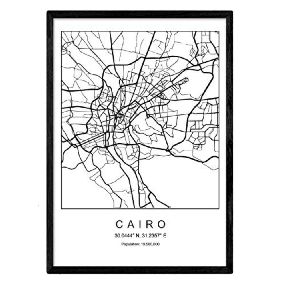 POSTER Kairo Stadtkarte – Nordisch A3 Rahmenlos - Klar, Papier (29.7/5/42cm) - Nacnic