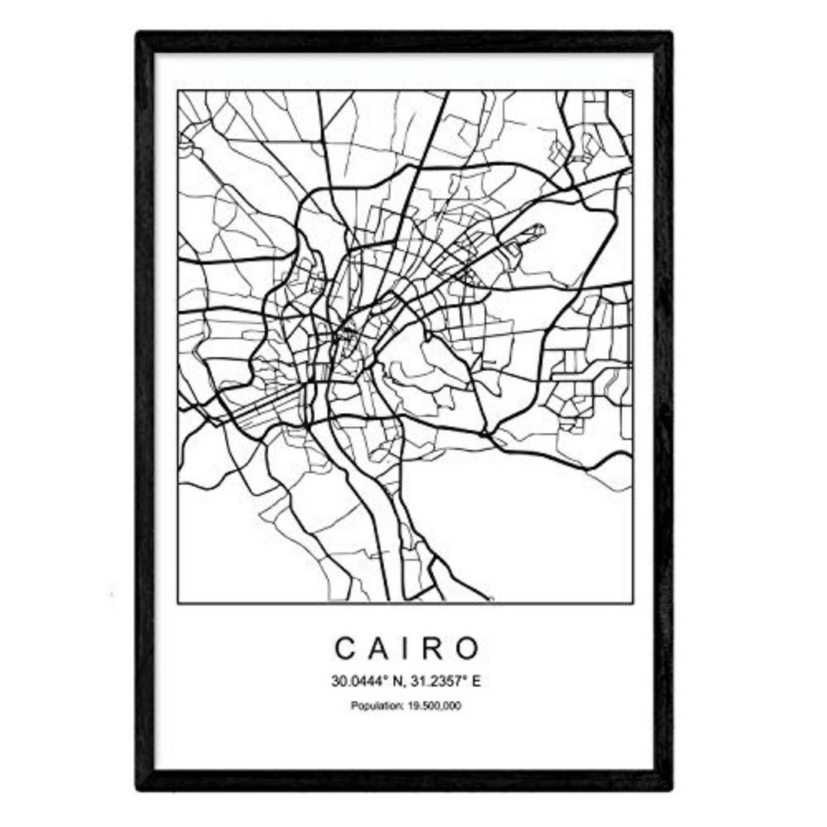 POSTER Kairo Stadtkarte – Nordisch A3 Rahmenlos - Klar, Papier (29.7/5/42cm) - Nacnic