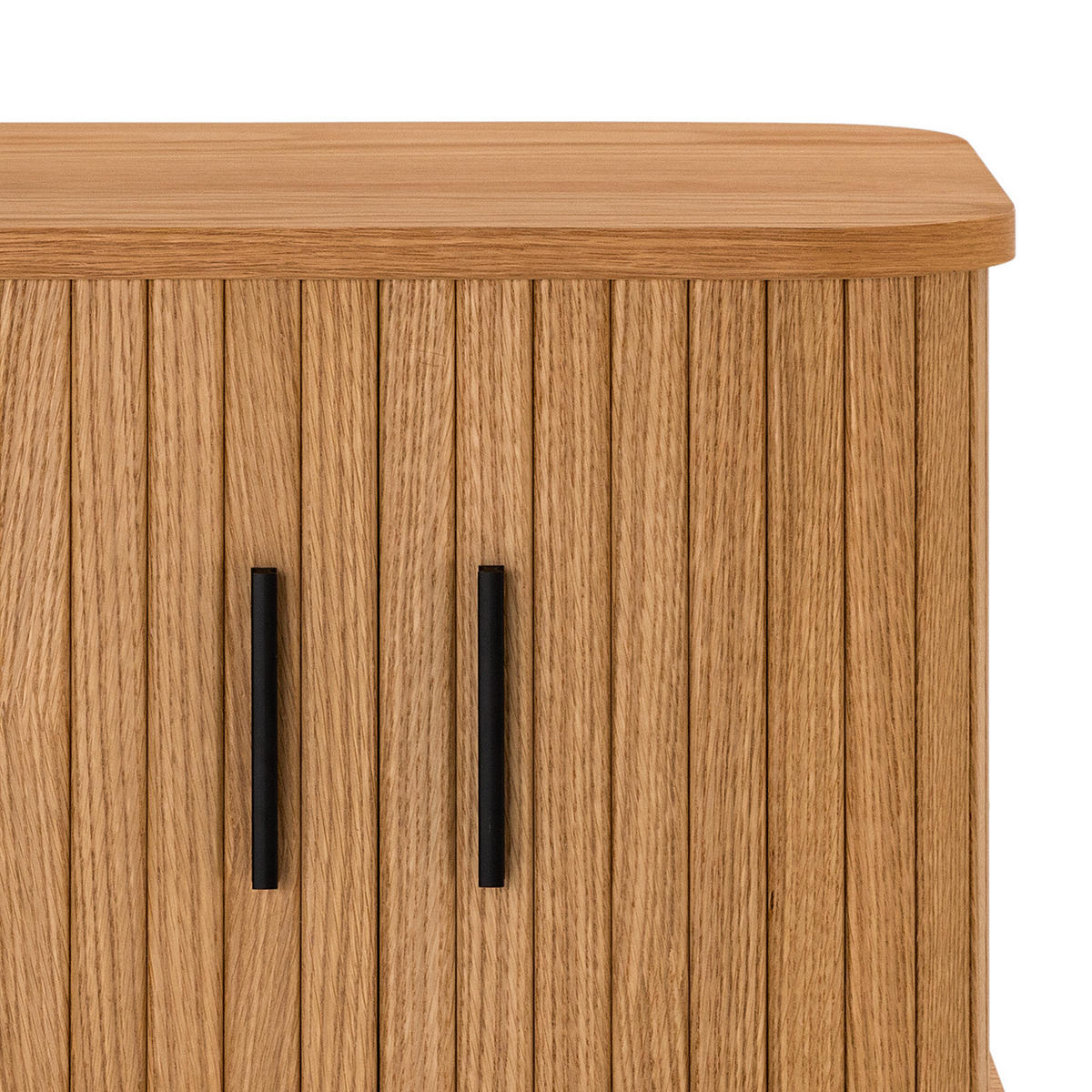 NACHTKOMMODE - Echtholzfurnier - Eichefarben/Schwarz, Holzwerkstoff/Metall (45/55/40cm) - home24