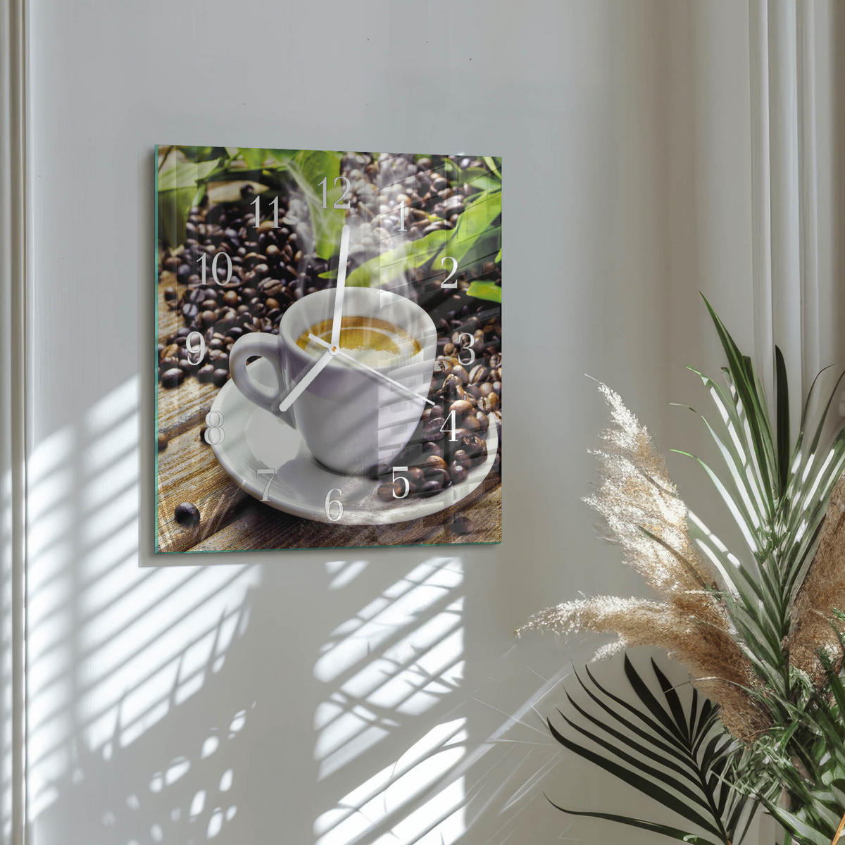 WANDUHR 30x30 cm - Tasse Kaffee - Multicolor, Glas (30/30/0.4cm) - TULUP