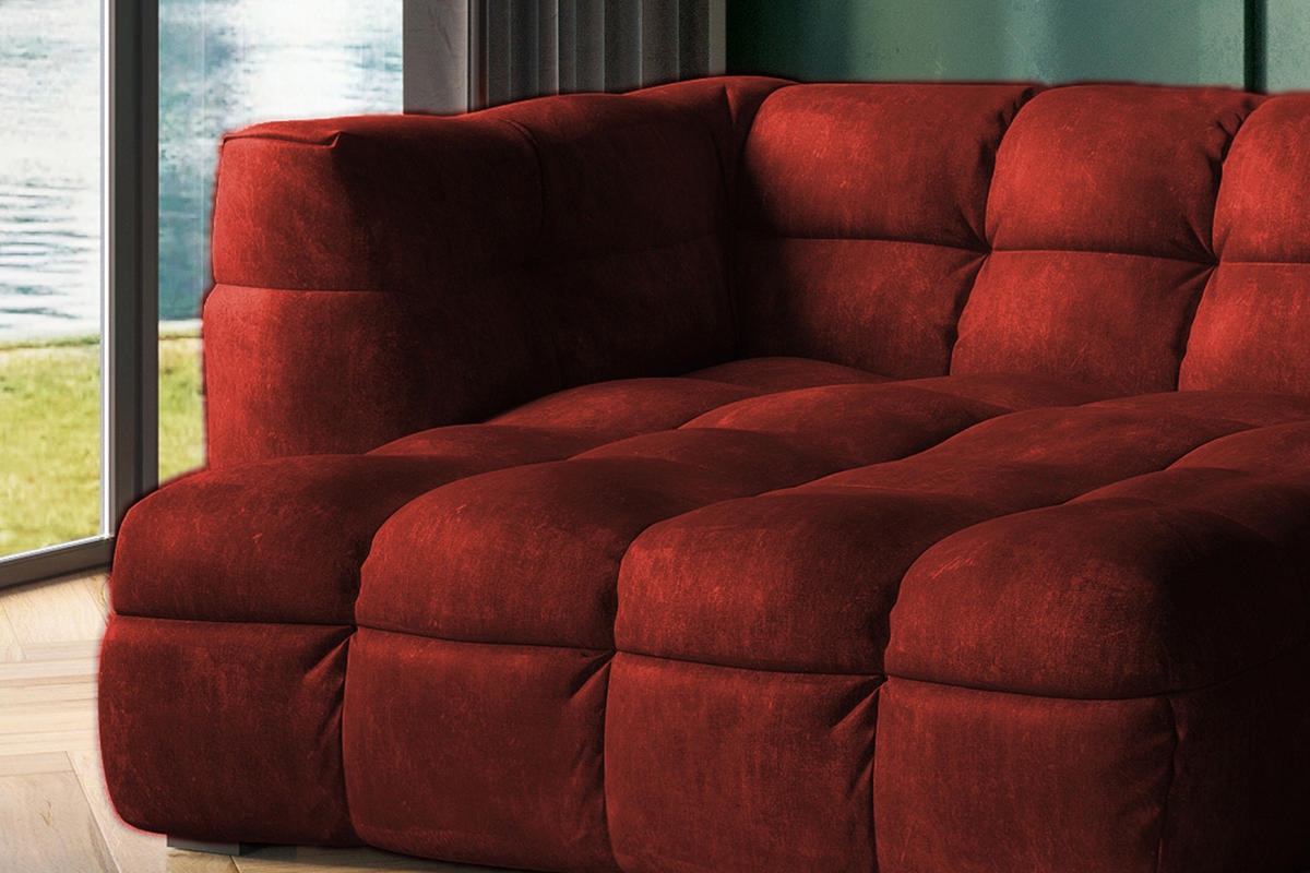 ECKSOFA RIO Bordeaux Velvet - Bordeaux/Schwarz, Textil (319/170cm) - KAWOLA