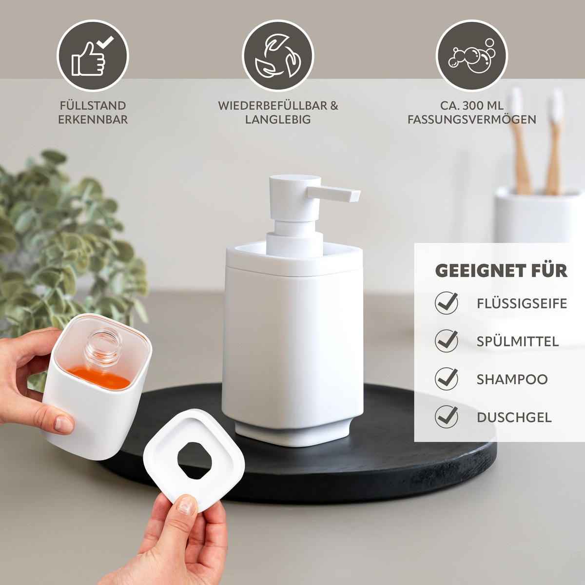 BAD-ACCESSOIRES-SET VALONA, Soft-Touch, weiß - Weiß, Kunststoff (18/2.5/9.5cm) - eluno