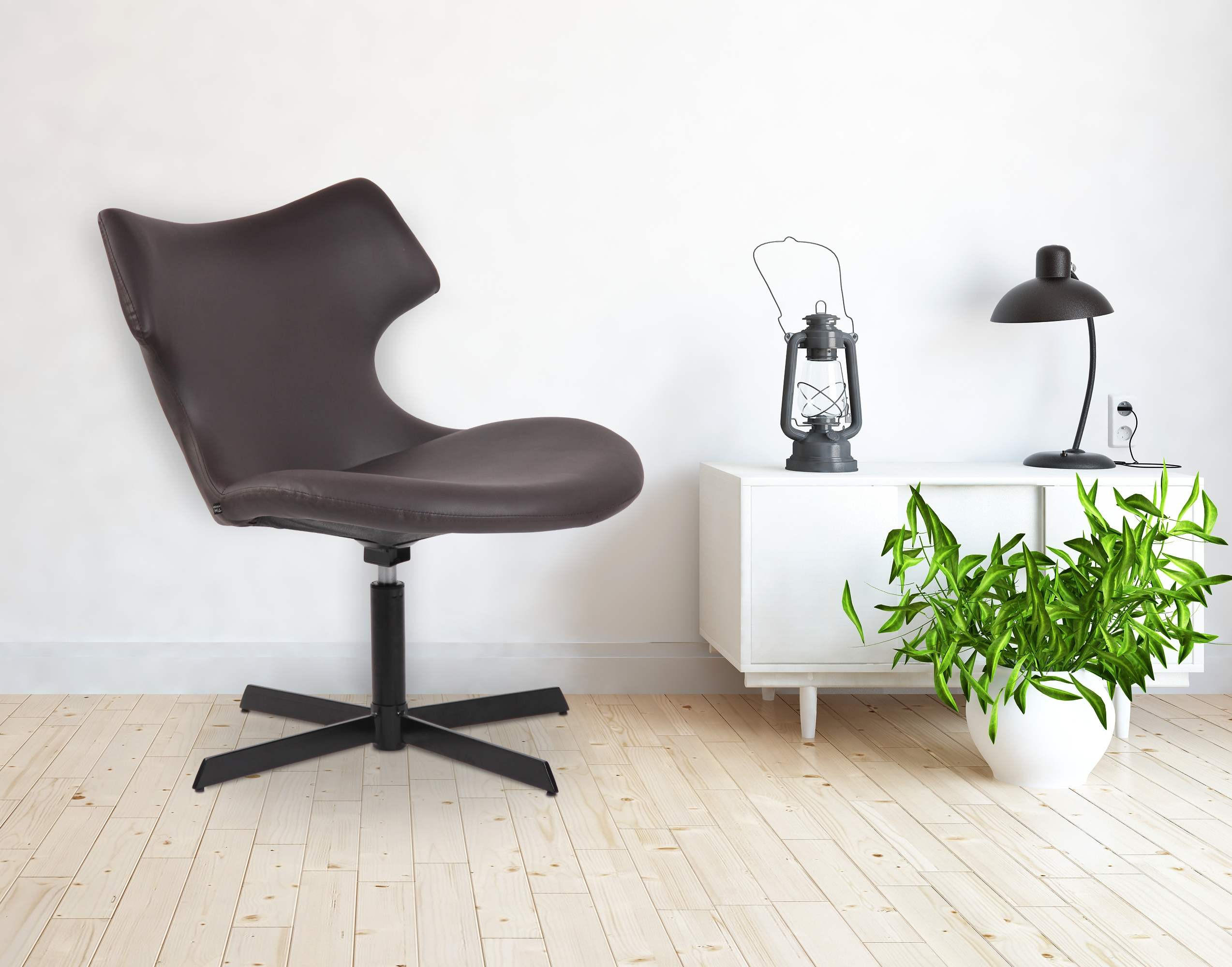 DREHSTUHL Lederlook braun - Schwarz/Braun, Textil/Metall (65/79/69cm) - CLP