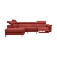 ECKSOFA Antares Echtleder mit 1 x Relaxfunktion Rot - Rot, Leder/Metall (224/276cm)