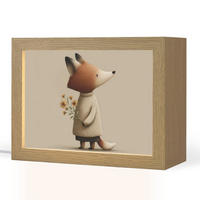 NACHTTISCHLAMPE Fuchs - Gelbe Blumen - Minimalistisch 20x15 cm - Taupe, Holzwerkstoff (8/20/15cm)