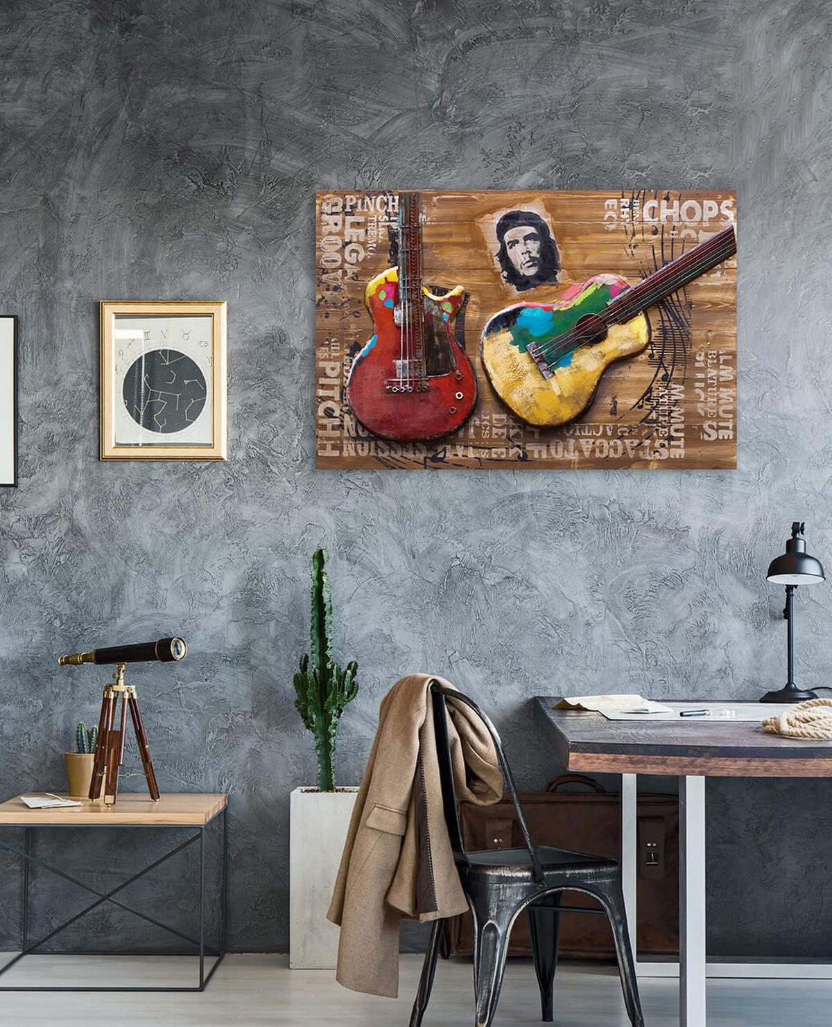 HOLZBILD Braun 90/60 cm - Braun, Holz/Metall (3.3/60cm) - KUNSTLOFT